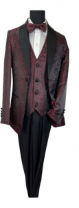 BOYS 5PC. SUIT (BURGANDY-BLACK) 2121230